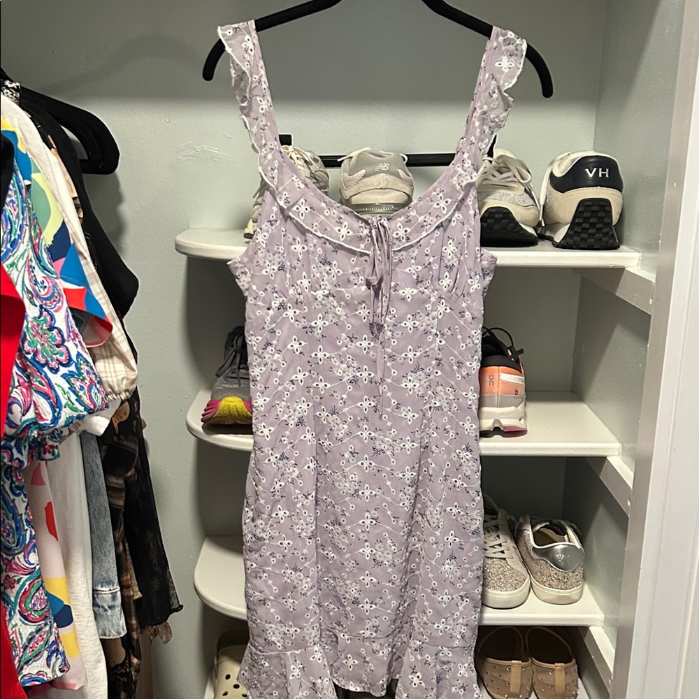Stella Dallas Floral Eyelet Lavender Sleeveless Dress
